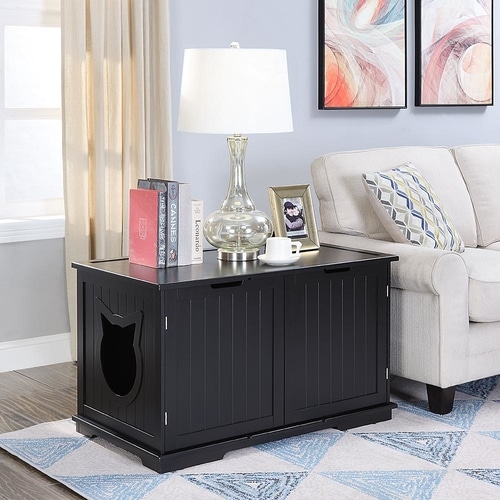 X-Large Cat Washroom Bench Litter Box Enclosure Furniture Box House - Imagen 5