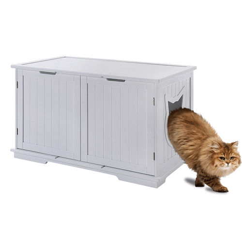 X-Large Cat Washroom Bench Litter Box Enclosure Furniture Box House - Imagen 3